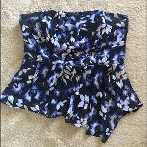 White House Black Market Periwinkle Floral Bustier